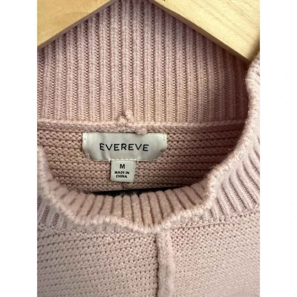 Evereve Pink Foster Turtleneck Ribbed Knit Sweater Cozy Boho Minimalist Size M